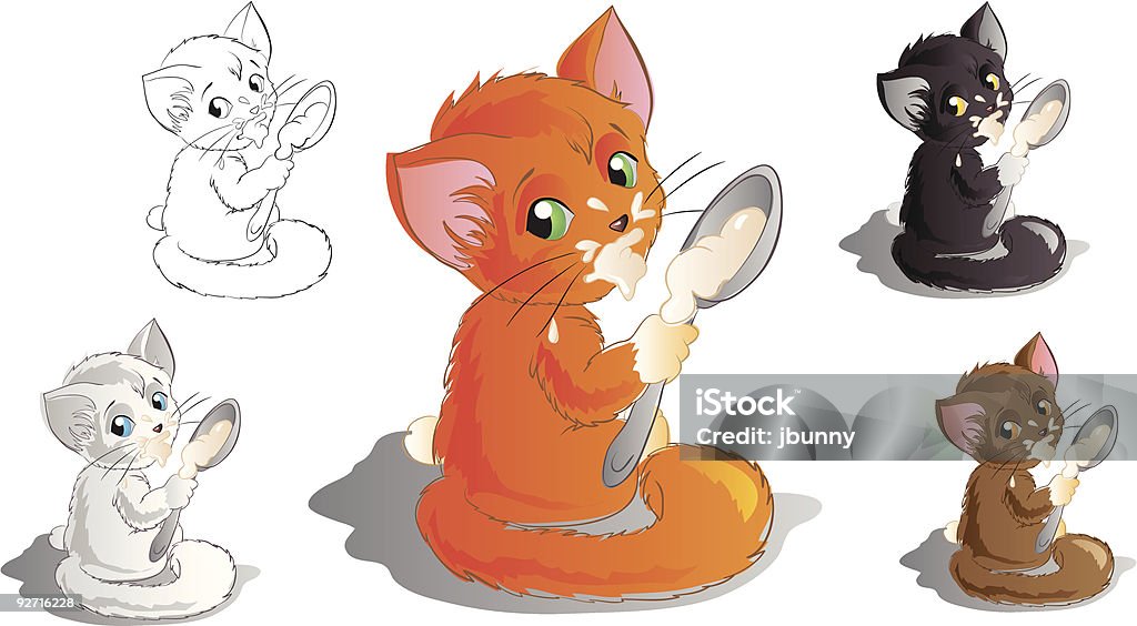 Kitten with spoon  Animal stock vector