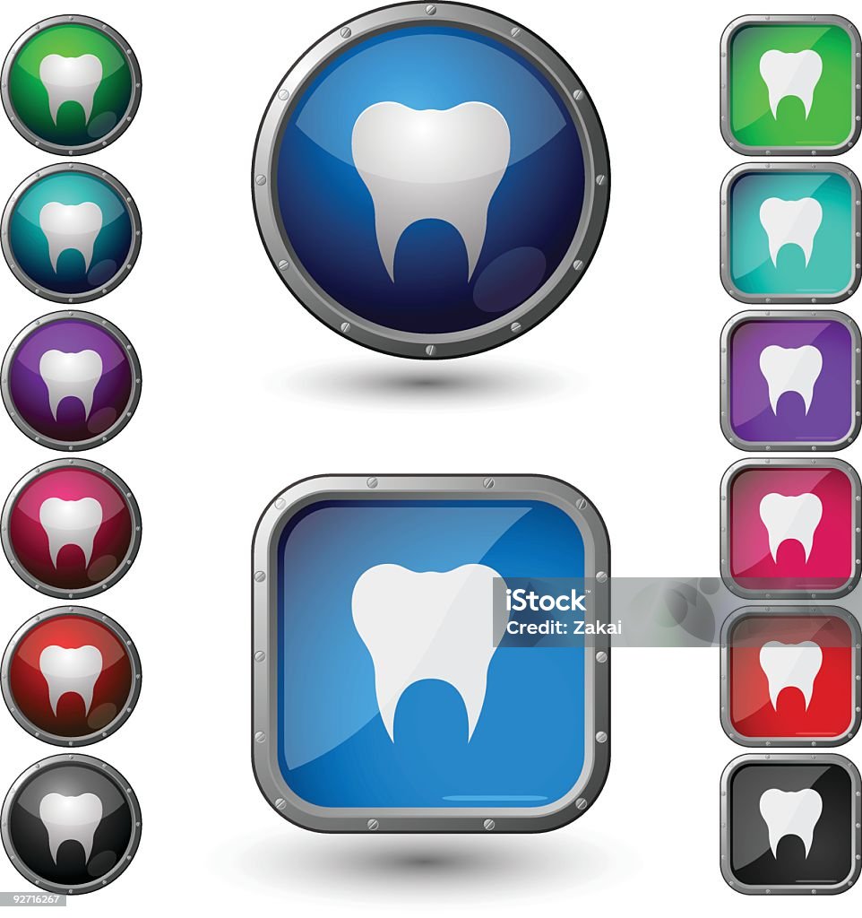 Zahn-glänzende Knöpfe mit Stahl. - Lizenzfrei Gesundheitswesen und Medizin Vektorgrafik