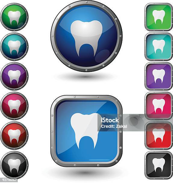 Zahnglänzende Knöpfe Mit Stahl Stock Vektor Art und mehr Bilder von Gesundheitswesen und Medizin - Gesundheitswesen und Medizin, Illustration, Kreis