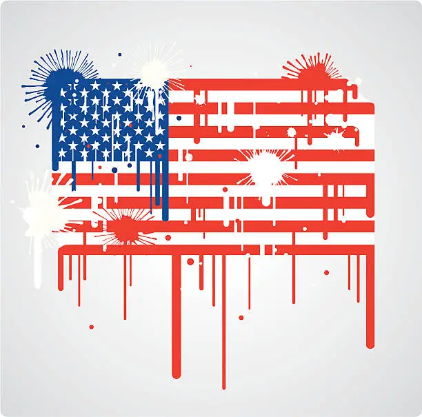 Vector illustration of melting USA flag