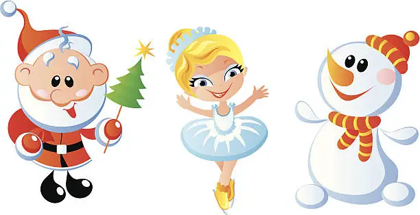 Vector illustration of Christmas characters