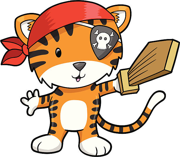Tiger Pirate Vector vector art illustration