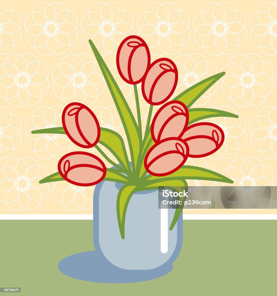 Różowy tulip pot - Grafika wektorowa royalty-free (Doniczka)