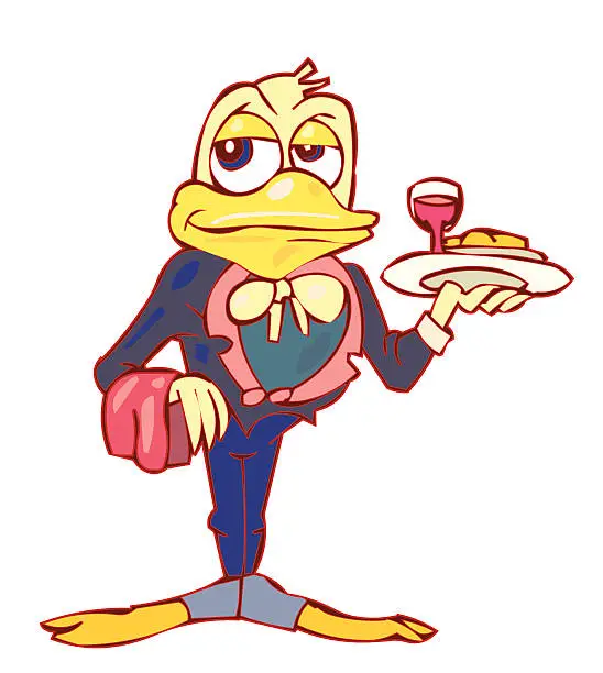 Vector illustration of Waiter Duck