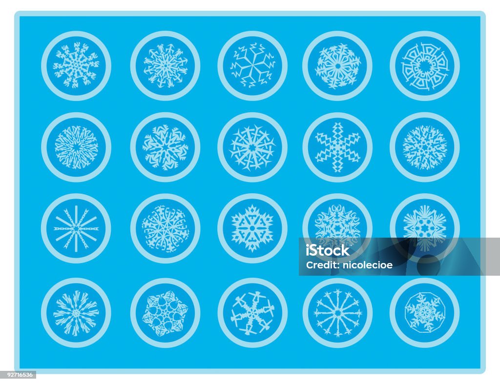 Snowflakes! 20 very pretty & detailed snowflake icons; vector. Blue stock vector