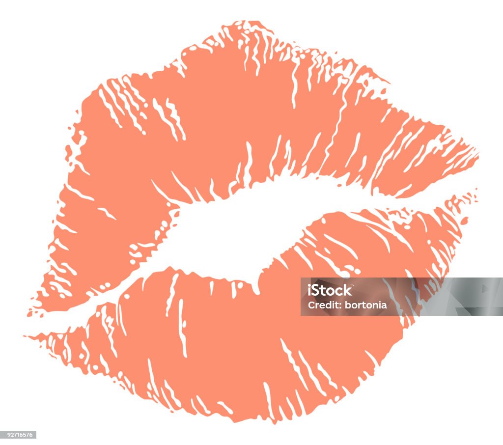 Rosa Lippenstift-Druck auf Weiß - Lizenzfrei Lippenstiftabdruck Vektorgrafik
