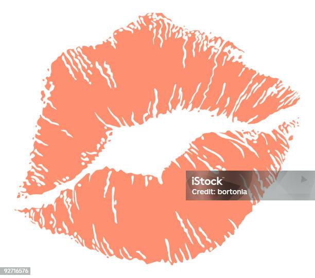 Vetores de Batom Rosa Impressa Em Branco e mais imagens de Beijo de Batom - Beijo de Batom, Lábio, Beijar