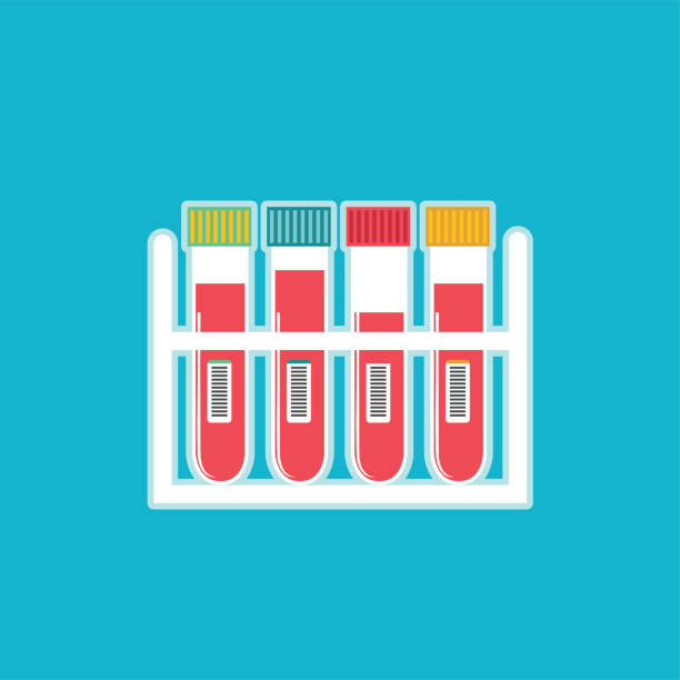 Medical And Healthcare Blood Draw Samples Icon In Flat Design Style Flat Design Healthcare or Medicine Icon blood testing stock illustrations