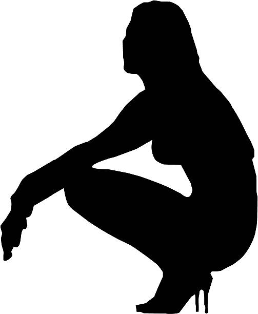 Bекторная иллюстрация Девушка с Ботильоны на высоком каблуке силуэт/контур — ВЕКТОР
