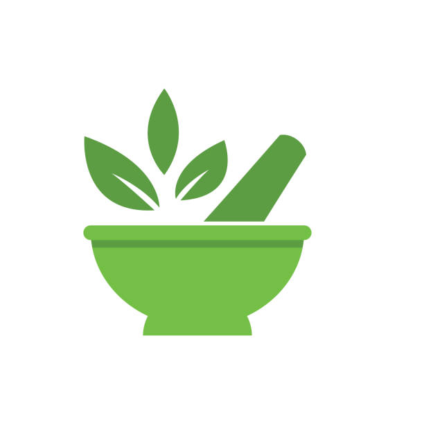 Medical And Healthcare Icon In Flat Design Style Flat Design Healthcare or Medicine Icon mortar and pestle stock illustrations