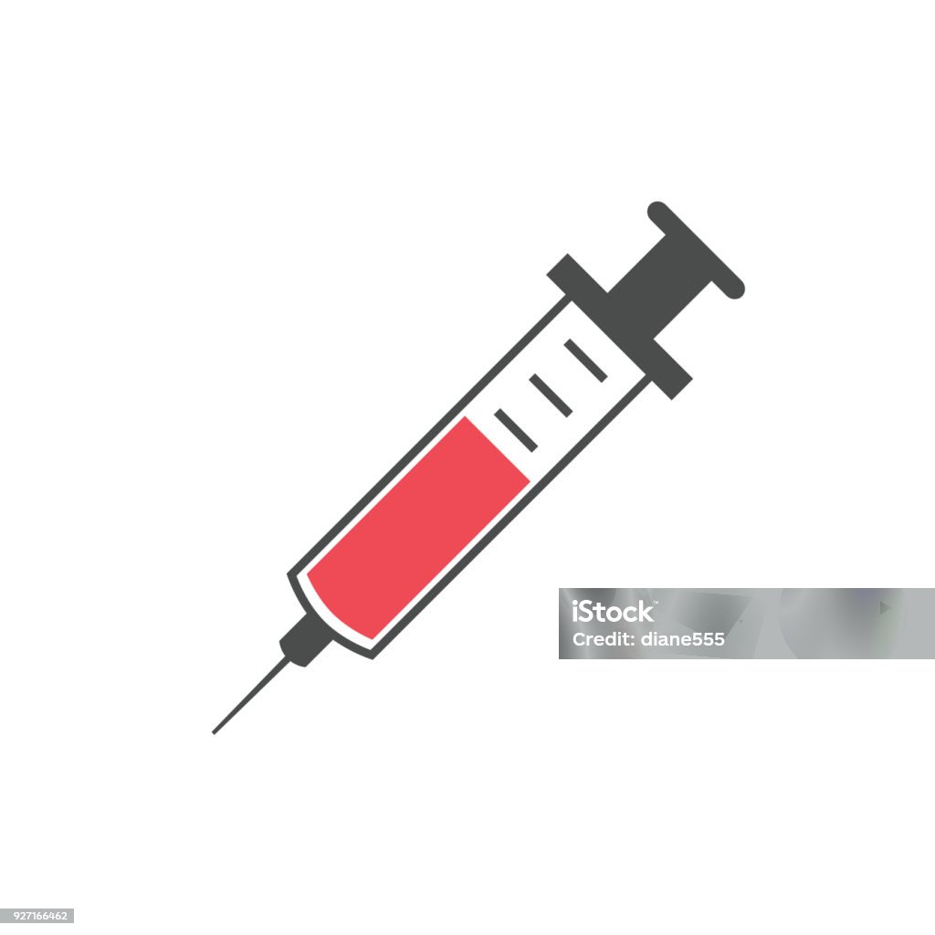 Medical And Healthcare Icon In Flat Design Style Flat Design Healthcare or Medicine Icon Syringe stock vector