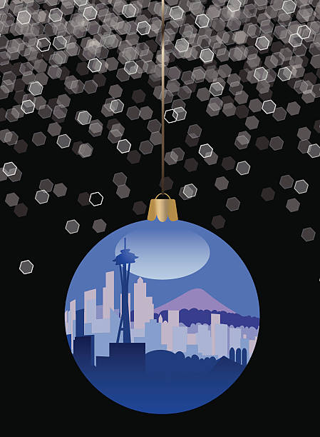 Seattle Skyline Christmas Ornament  mt rainier stock illustrations