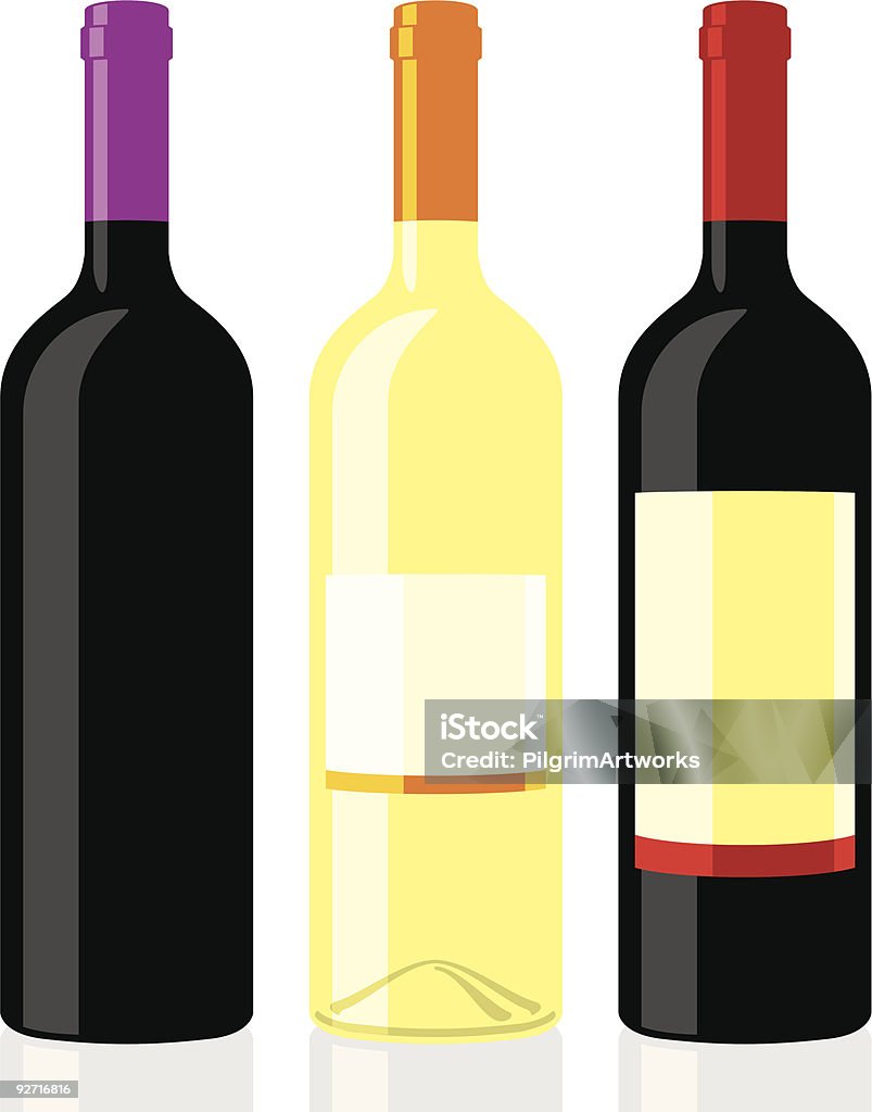 Drei Flaschen Wein - Lizenzfrei Alkoholisches Getränk Vektorgrafik