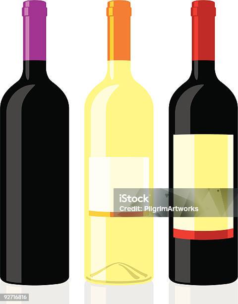 Drei Flaschen Wein Stock Vektor Art und mehr Bilder von Alkoholisches Getränk - Alkoholisches Getränk, Blauer Spätburgunder-Traube, Cabernet Sauvignon-Traube