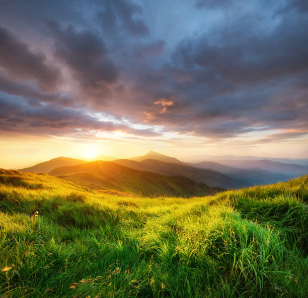 istock Mountain valley during sunrise. Beutiful natural landsscape in the summer time. 927168922