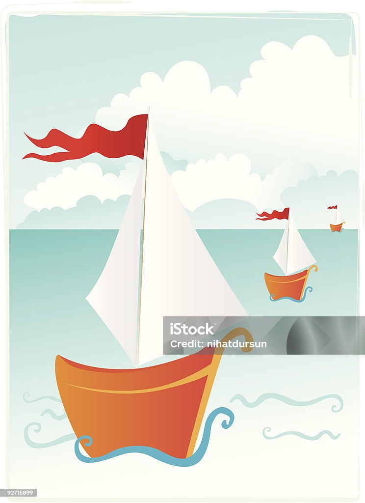 Simples e nice Barcos no mar - Royalty-free Vela - Desporto Aquático arte vetorial