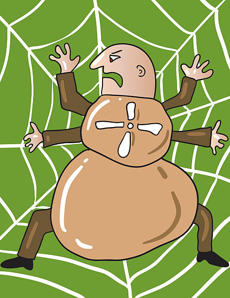 stockillustraties, clipart, cartoons en iconen met angry spider man on the web - spider man