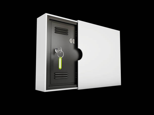 istock Safe deposit lockboxes isolated black, 3d Illustration 927172816