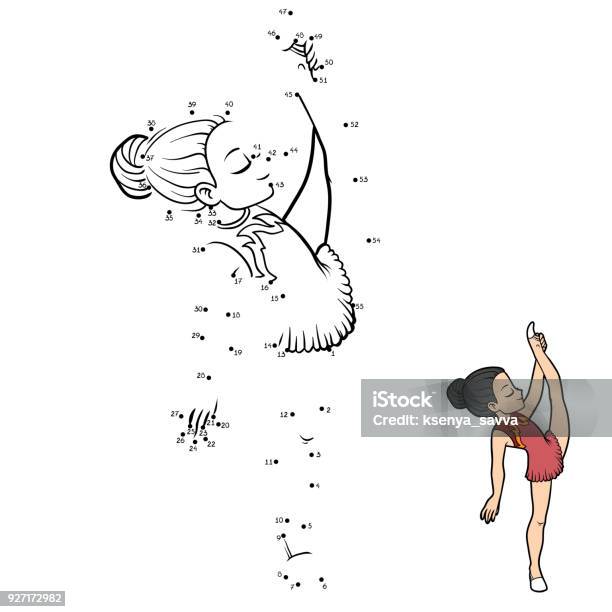 Numbers Game The Gymnast Girl Stock Illustration - Download Image Now - Child, Connect the Dots, Connection
