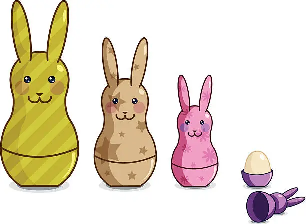 Vector illustration of Matrioska easter bunnies