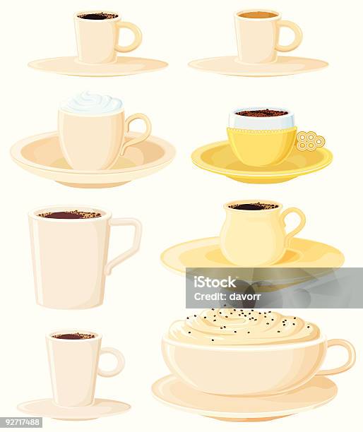 Kaffeekannen Stock Vektor Art und mehr Bilder von Alkoholfreies Getränk - Alkoholfreies Getränk, Aufschäumen, Beige