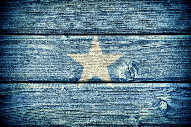 Flag of Somalia painted on old grungy wooden  background