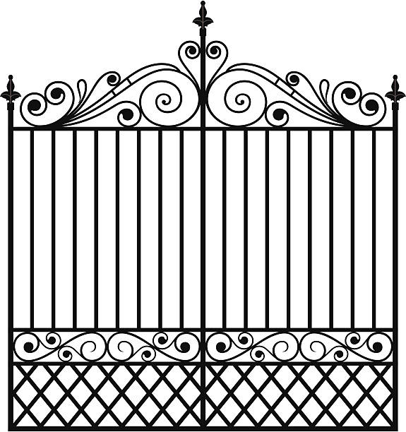illustrazioni stock, clip art, cartoni animati e icone di tendenza di ferro battuto gate (vettore - frame decoration flourishes art nouveau