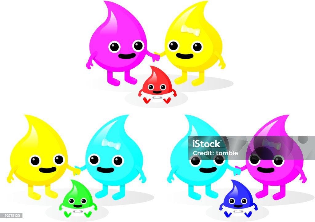 CMYK Ink-Drop Characters - Set 3  CMYK stock vector