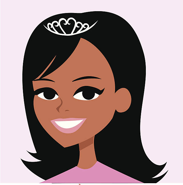 illustrations, cliparts, dessins animés et icônes de princesse avatar portrait afro-américain - black crowned