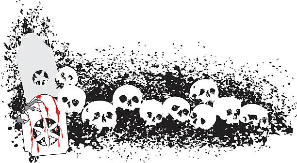 Vector illustration of Grunge Skulls Border