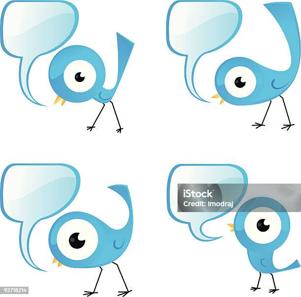 Quatre Mignon Twitt Oiseaux Vecteurs libres de droits et plus d'images vectorielles de Oiseau - Oiseau, plate-forme de messagerie en ligne, Siffler