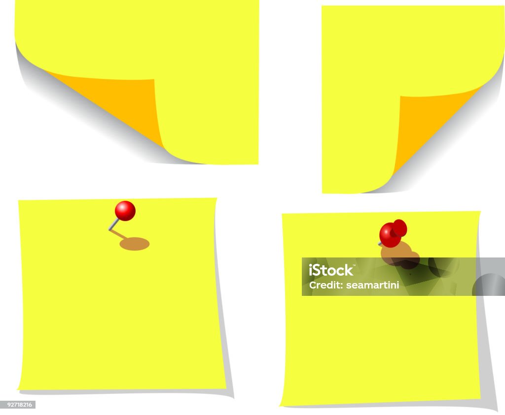 Sticky Note And Pin Sticky Notes With Pins Stock Illustration - Download Image Now ...