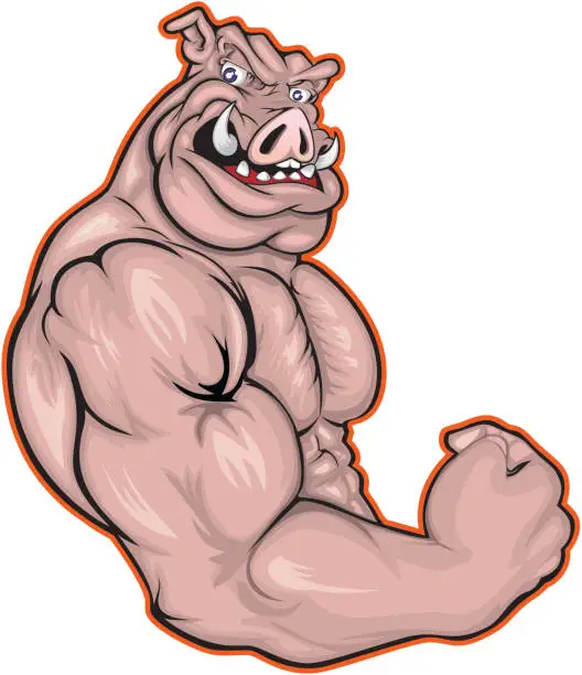 Vector illustration of Mohawk Pig