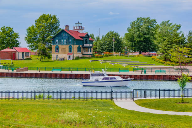 Old Michigan City waterfront and lighthouse, Indiana (P)