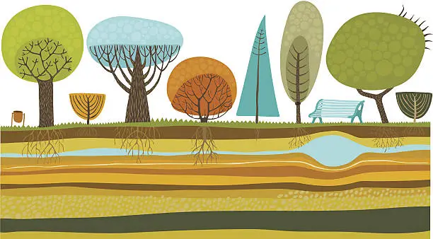 Vector illustration of Illustration of trees in the park