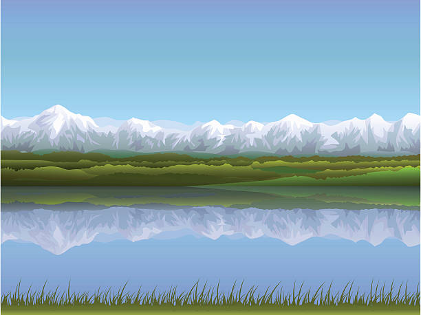 Alpine landscape vector art illustration