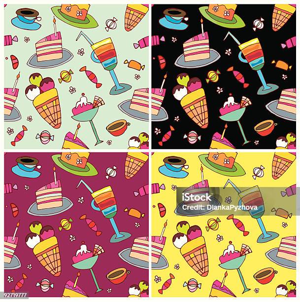 Seamless Pattern Di Dolci - Immagini vettoriali stock e altre immagini di Arte - Arte, Candela - Attrezzatura per illuminazione, Carino