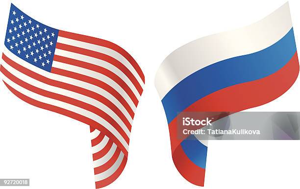 Flags Of Usa And Russia Stock Illustration - Download Image Now - American Culture, Blue, Celebration