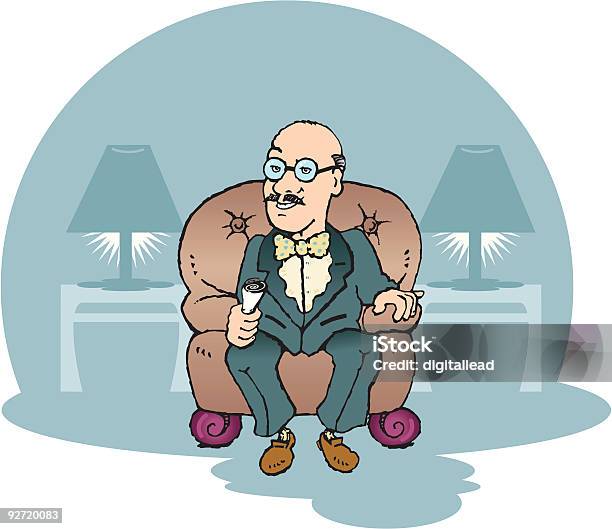 Avô Sentado Em Uma Cadeira De Couro - Arte vetorial de stock e mais imagens de Cadeira - Cadeira, Pai, Terceira idade