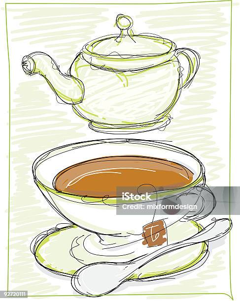 Teestunde Stock Vektor Art und mehr Bilder von Essgeschirr - Essgeschirr, Farbbild, Getränk
