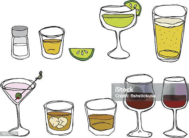 Ilustración de Dibujados A Mano En Diferentes Bebidas Gafas y más Vectores Libres de Derechos de Oporto - Vino licoroso - Oporto - Vino licoroso, Vaso de chupito, Beber