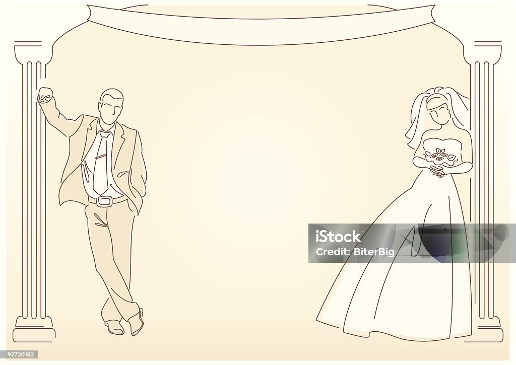 Невеста и жених - Векторная графика Букет роялти-фри