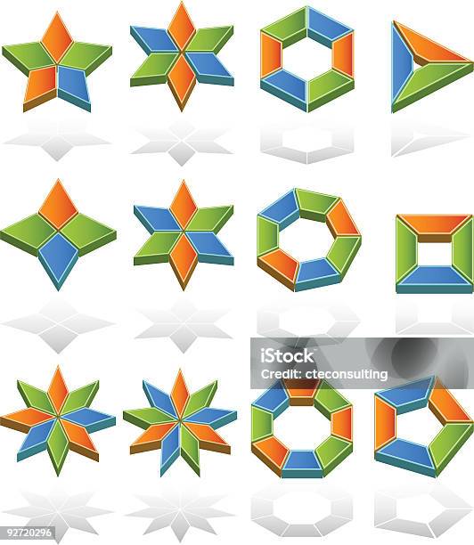 3 D Multisided Diagrammi - Immagini vettoriali stock e altre immagini di A forma di stella - A forma di stella, Affari, Composizione verticale