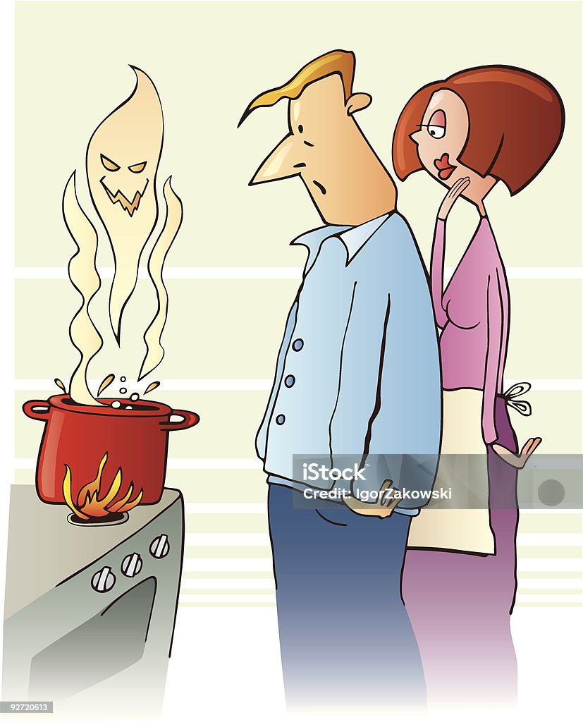 Couple de cuisson de soupe toxiques - clipart vectoriel de Adulte libre de droits