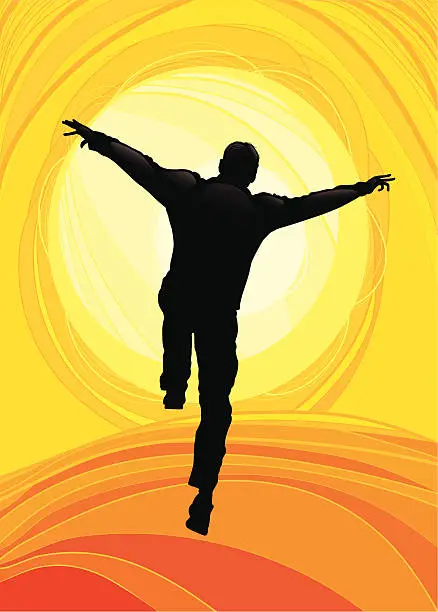 Vector illustration of Happy Man Jumping