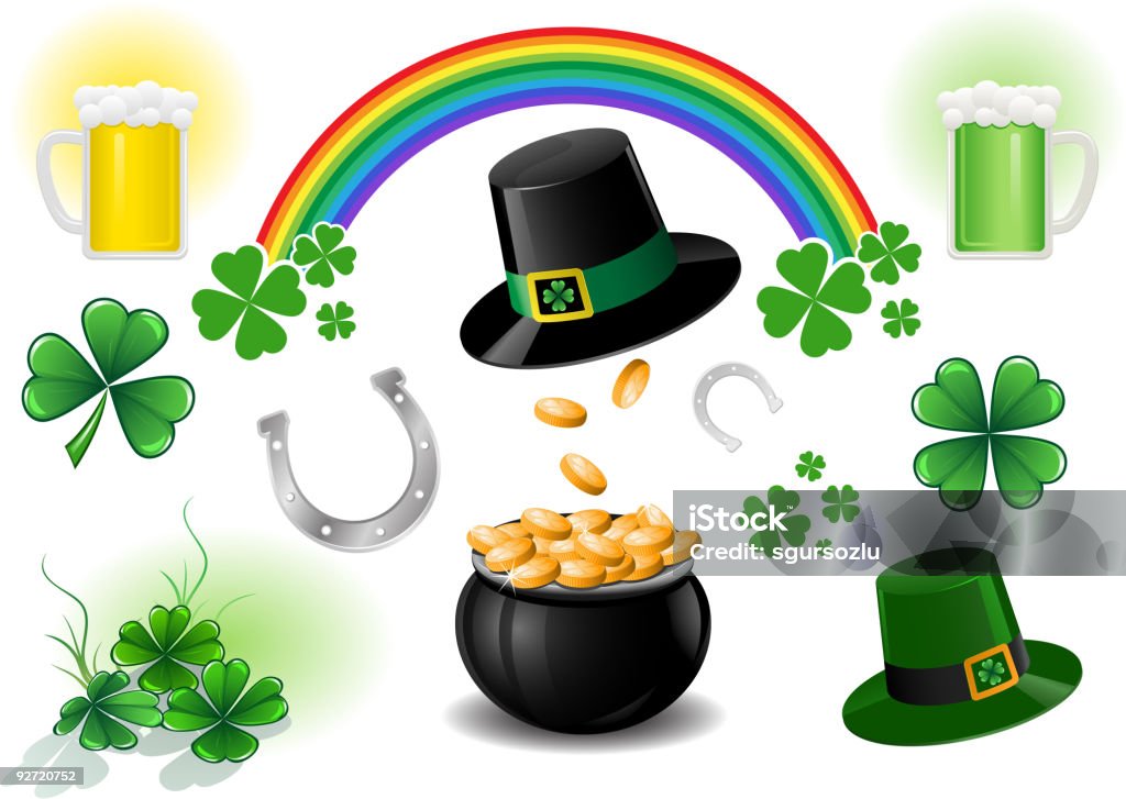 Conjunto de ícones para o St. Patrick's Day - Vetor de Arco-íris royalty-free