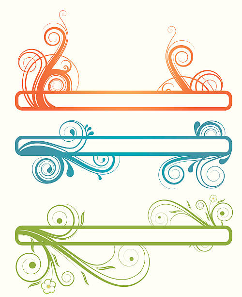 set of three floral frames vector art illustration