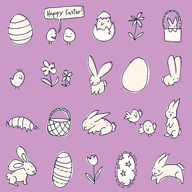 Easter Scribbles  easter easter egg eggs basket stock illustrations