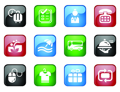 istock Hotel Themed Computer Icons with Glossy Effect 92721261