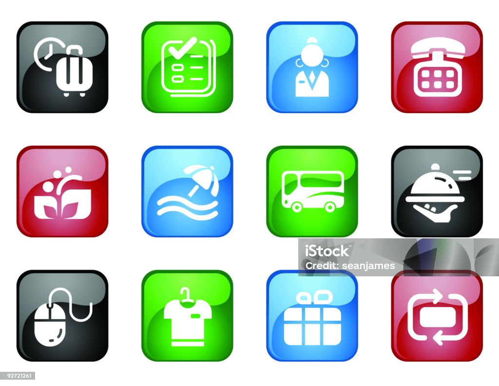 Hotel Themed Computer Icons with Glossy Effect Vector illustration of hotel themed computer icons. Each icon is included in 4 color variations.

Icon List: Luggage, Hotel Reservation, Application Form, Female Concierge, Telephone, Spa, Flower, Beach, Pool, Tour Bus, Dining, Room Service, Computer Mouse, Shirt, Merchandise, Package, Reload, Virtual Tour Adult stock vector